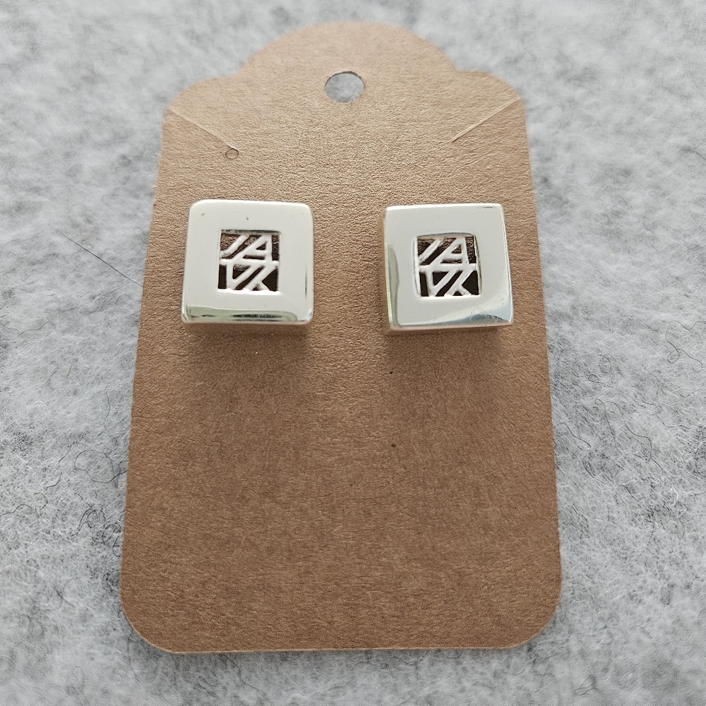 Silver Toned‎ Hollow Square Stud Earrings